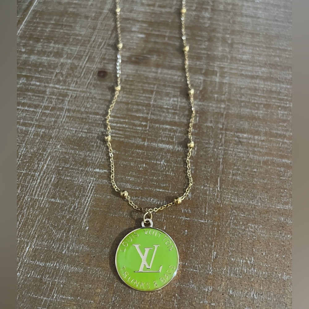 Up-Cycled Louis Vuitton Lime Green Trunks & Bags Necklace - Picture 3 of 3